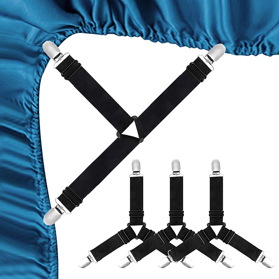 4Pcs/set Elastic Bed Sheet Holder Belt Fastener Bed Sheet Clips Home Textiles Bed Clip Mattress Blankets Bed Holder Gadgets