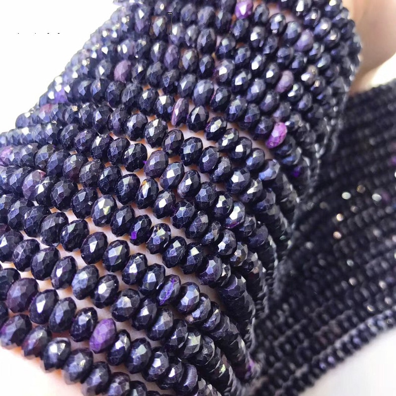 Sugilite schwarz lila roundel faceted 3*6mm 36cm für DIY schmuck machen lose perlen FPPJ natur edelstein