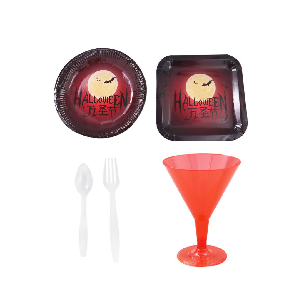 38Pcs Thema Papieren Borden Wegwerp Cups Vorken Messen Set Glow In The Dark Patroon Servies Party Suppl
