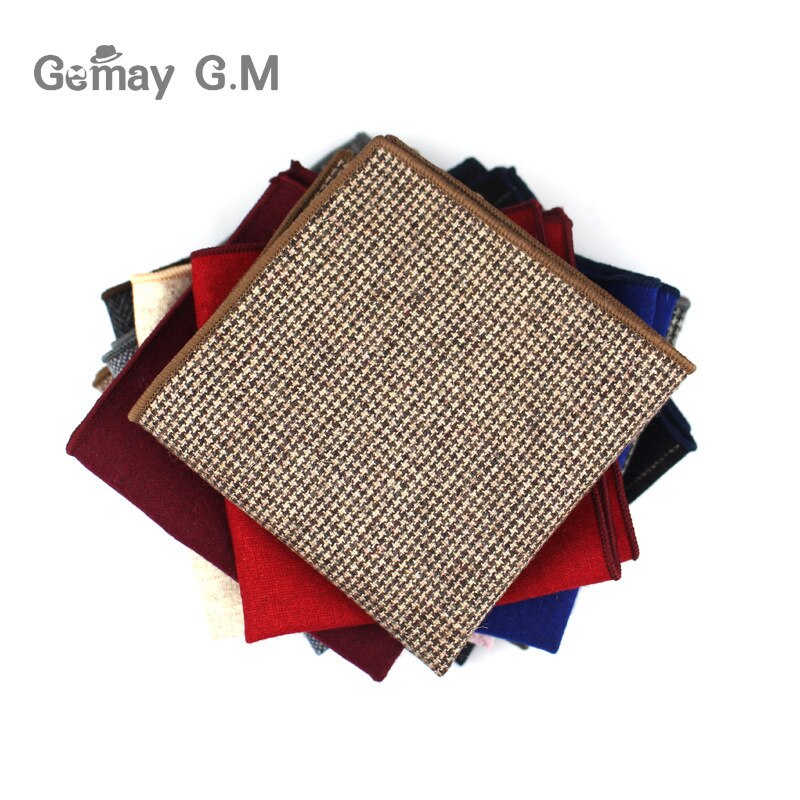 Wool Handkerchief For Men Suit Solid Pocket Square Business Hankies Classic Striped Hanky Plaid Pocket Towel