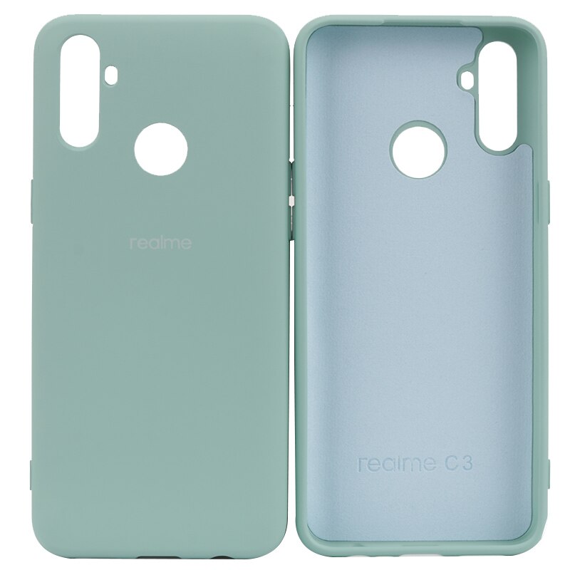 Original Realme C3 Flüssigkeit Silikon Telefon Fall Realme C3 Kamera Schutz Für Realme C3 Glatte Touch Fall: Light blue