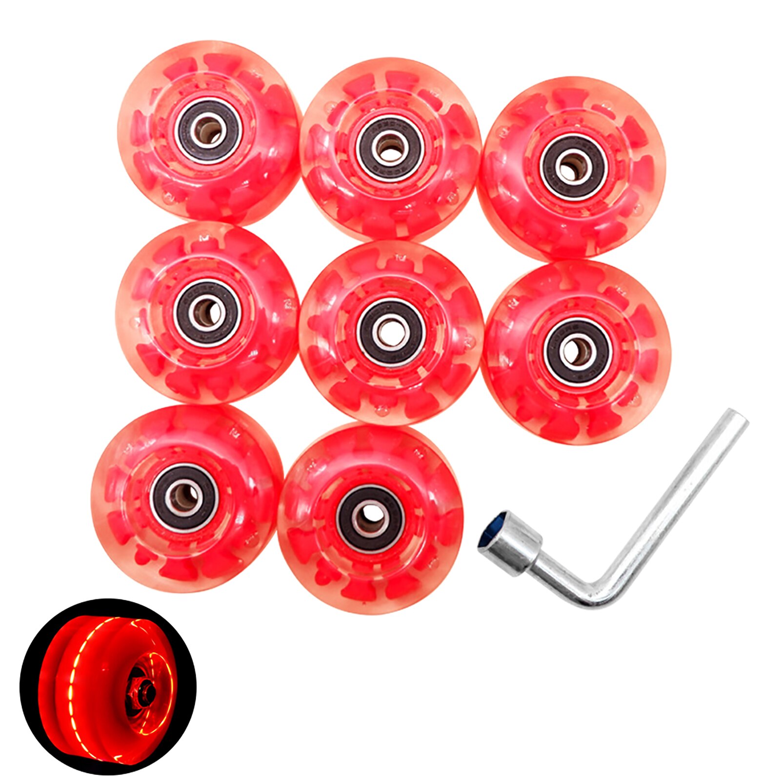 8 stk. bærende led lysende udendørs 32 mmx 58mm 82a rulleskøjtehjul lyser op slidstærk med kerne holdbart skateboard: Rød