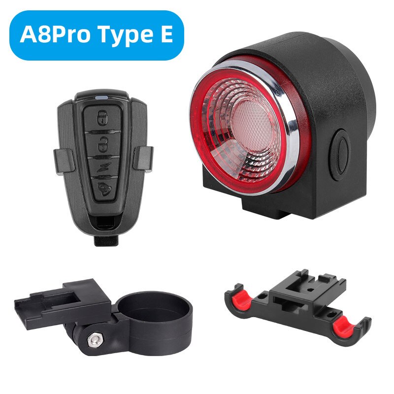 Audio Visuele Waarschuwing Lamp Remmen Licht Anti-Diefstal Alarm Draadloze Controle Led Lantaarn Remote Call Bike Finder Sirene A8Pro 800Mah: A8Pro Type E
