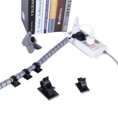 Cable Bundler Organizer Flexible & Expandable Cable Management Sleeve Coiled Tube Cable Collector- Dia. 22 mm, 100 cm Length: Grey 22mm X100cm