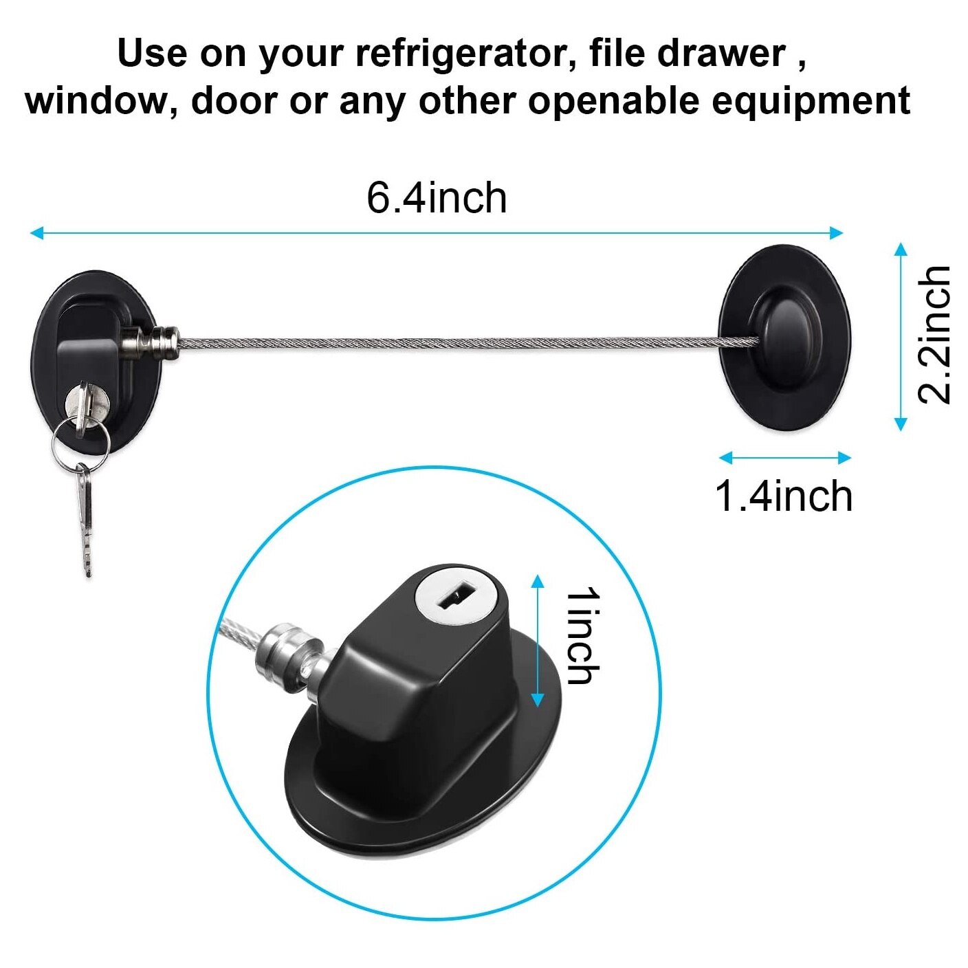 Refrigerator Door Locks(4-Pack),Mini Fridge Lock, File Cabinet Lock, Drawer Lock, Lock for Cabinet, Child Safety Lock
