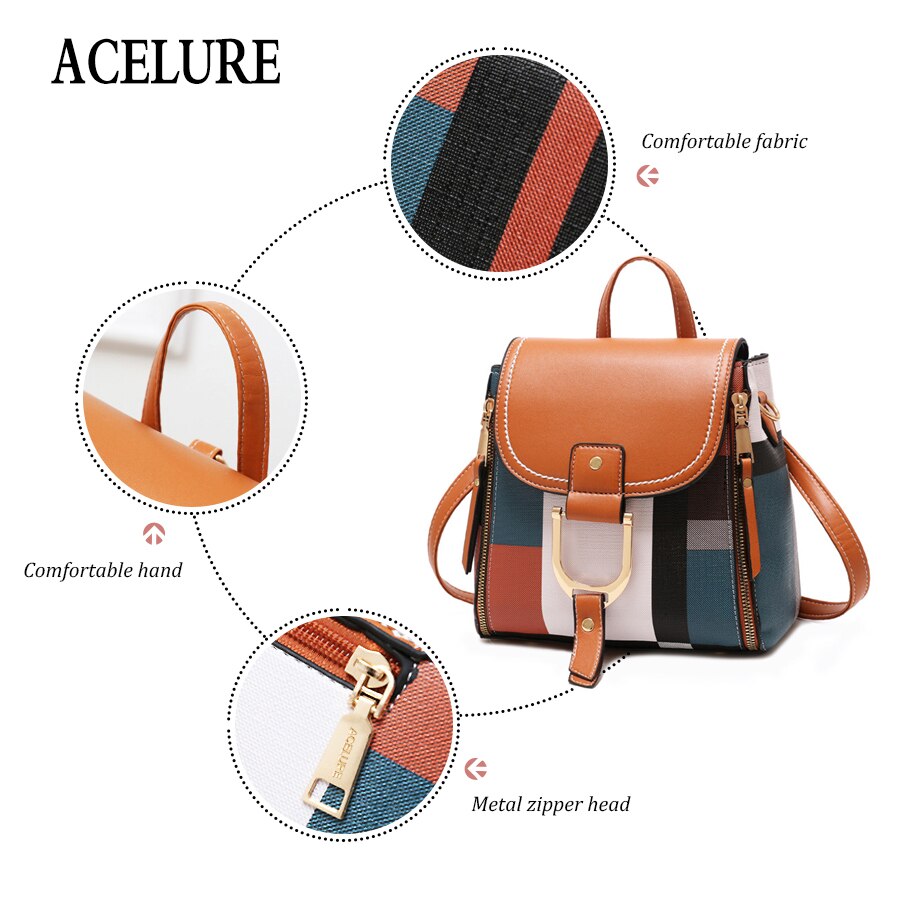 ACELURE Rucksäcke Frauen Leder Rucksäcke Weibliche Schule Taschen für Teenager Mädchen Reise Zurück Tasche Retro Bagpack Sac A Dos