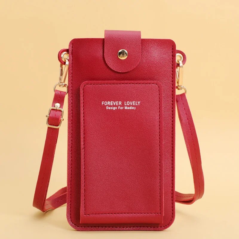 Damestassen Zachte Lederen Portefeuilles Touchscreen Mobiele Telefoon Portemonnee Crossbody Schouderriem Handtas Voor Dames Goedkope Damestassen: Bordeaux