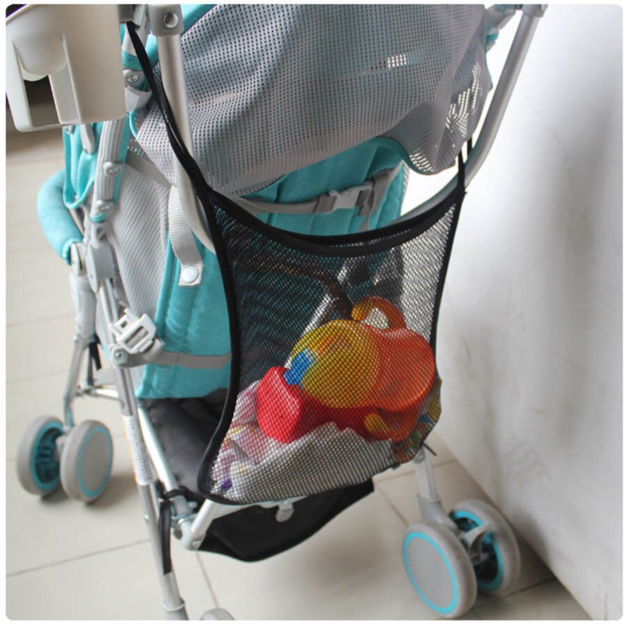 30*30cm baby klapvogn opbevaring mesh taske tilbehør sort trolley net lomme flaske ble opbevaring organizer taske holder