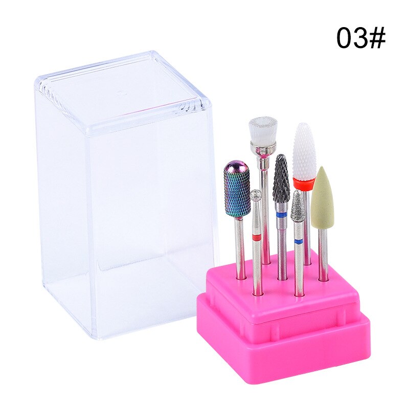 Brocas de tungsteno para manicura, cabezales de carburo de tungsteno, juego de brocas, 7 Uds.: number3
