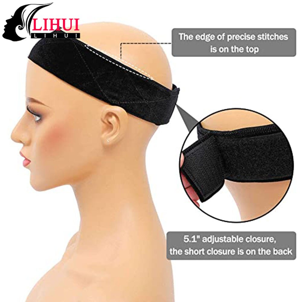 LIHUI Wig Grip Band With Double Sided Velvet Adjustable Wig Hair Band Wig Elastic Band Brown/Black/Beige Hand Made Non-Slip