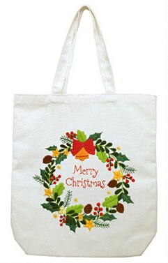 34*39Cm Halffabrikaten Leuke Kerst Kleur Canvas Tas Borduren Kit Handwerken Sets Voor Beginner Handgemaakte Canvas bag Xmas: Wreath6
