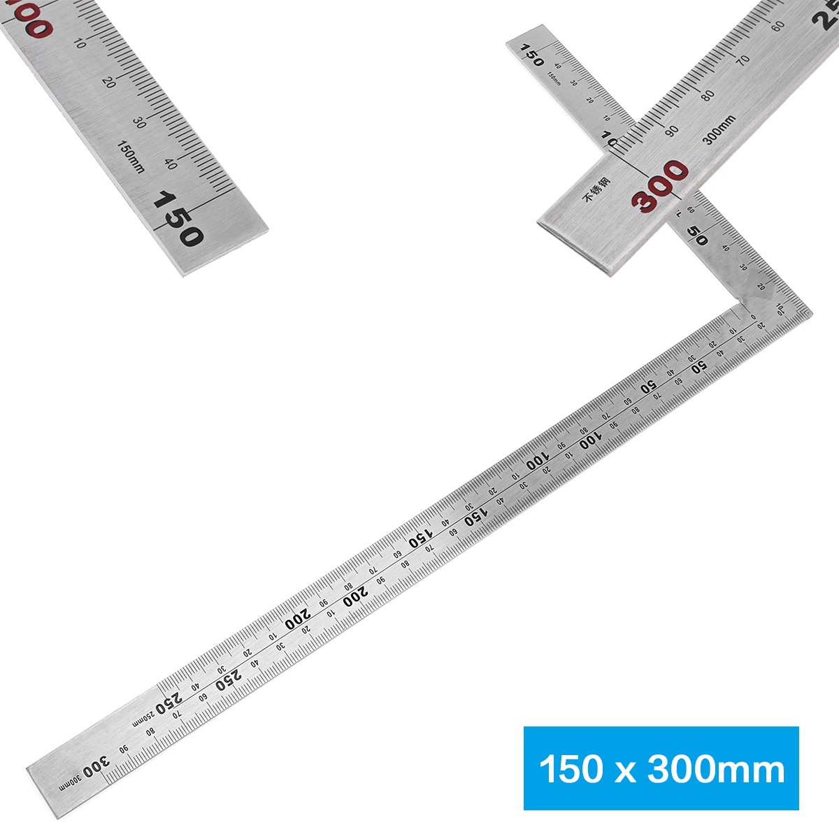Fyrkantig linjal rät vinkel 90 grader metall rostfritt stål vinkellinjal träbearbetningsmätverktyg för trä 250 x 500mm 150 x 300mm: 150 x 300mm