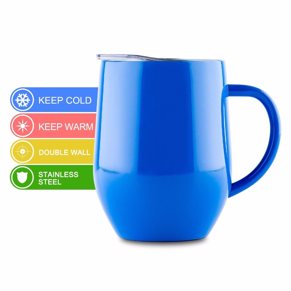 12oz bpa gratis dobbel vegg rustfritt stål melk drikke øl термокружка kopp egg form kaffe krus som lokk med håndtak