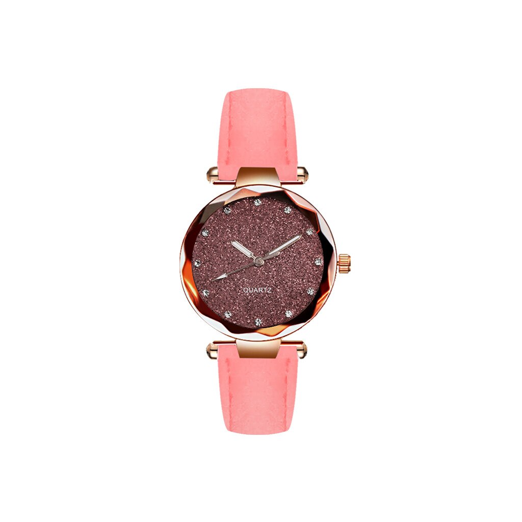 Dames Mode Strass Rose Goud Quartz Horloge Vrouwelijke Riem Horloge Ronde Dial Dress Klok Leisure Horloges Reloj Femenino #2: Roze