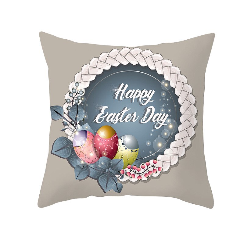 Kids Kussen Print Pasen Leuke Konijn Print Kussen 45*45Cm Case Polyester Sofa Auto Kussen Cover Home Decor funda Rechthoekige: 14