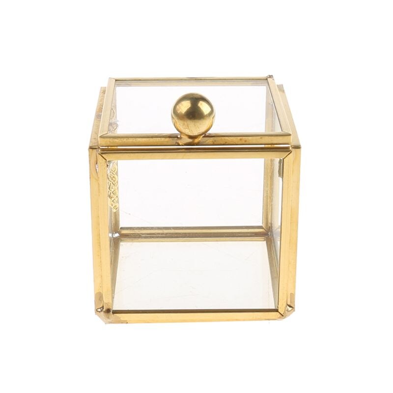 Geometrische sieradendoos van helder glas, sieradenhouder, plantenbak