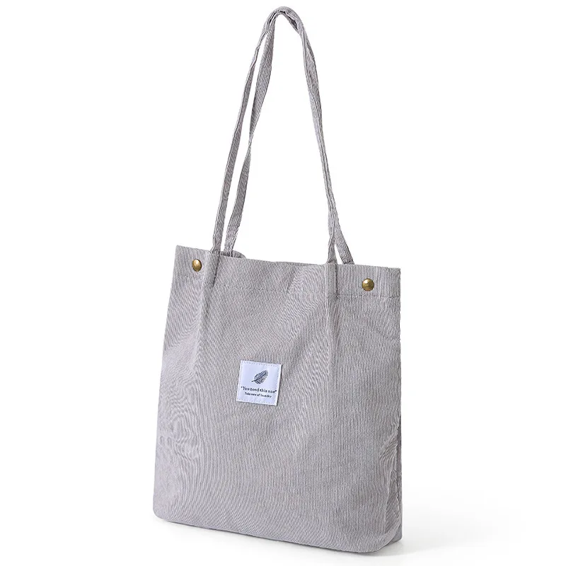 Bolso de hombro de pana Canva, bolso de mano artístico versátil transfronterizo, , portador de campus de estilo coreano: Gris