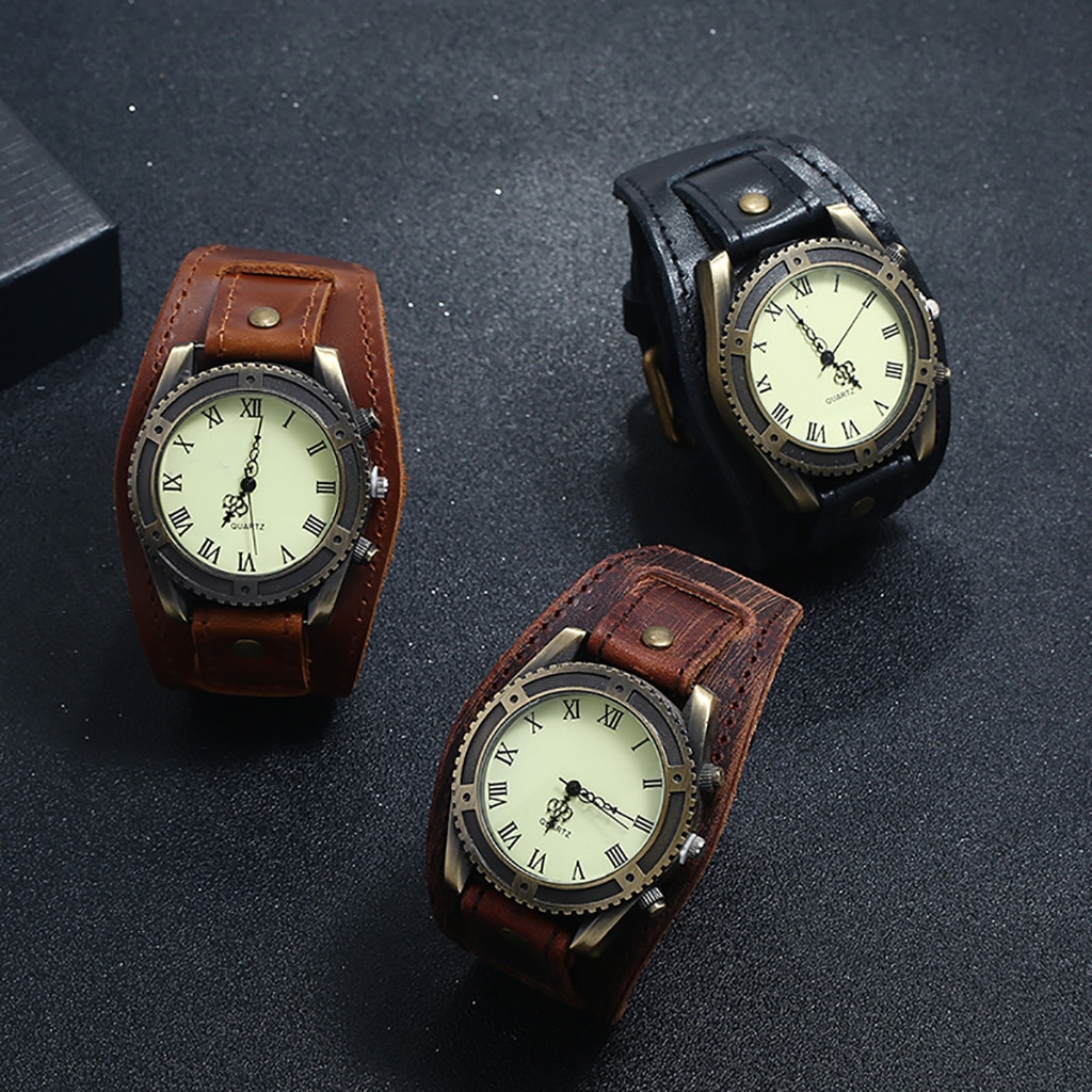 watches men Punk Retro Simple Pin Buckle Strap Leather Band Watch relogio masculino Quartz Wristwatches reloj saat