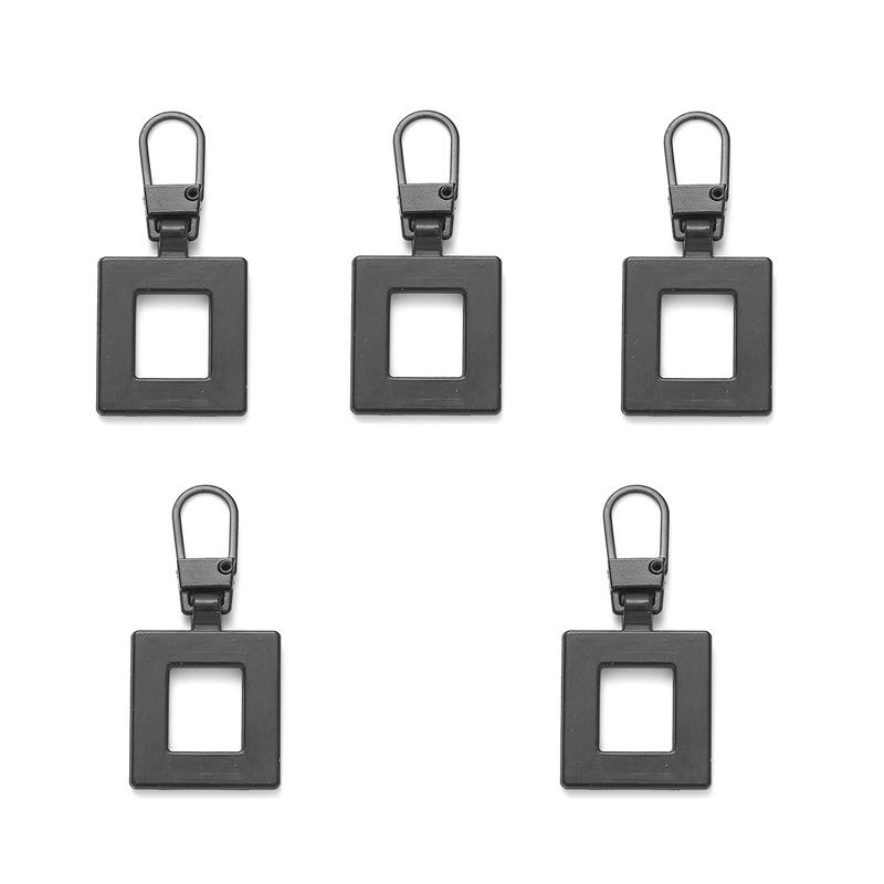 5pcs Detachable Metal Zipper Puller Universal Instant Repair Kit Zipper Sliders Head Repair Kit For Clothing Jacket Sewing Tools: Black Nickel