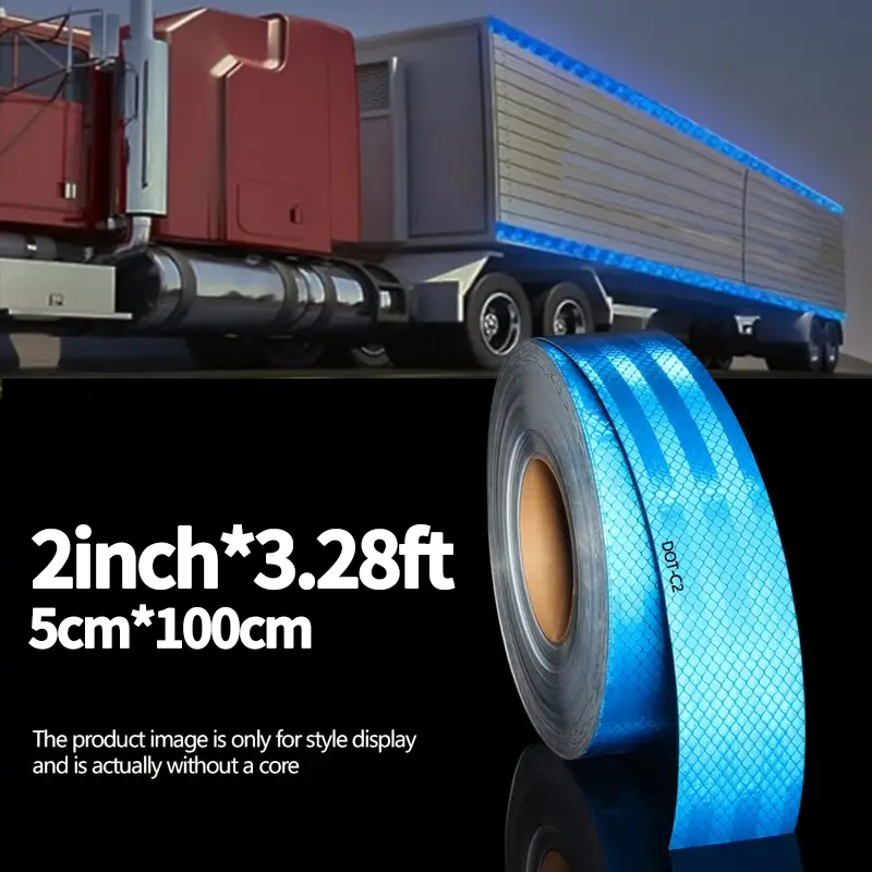 Waterproof Reflective Car Stickers DOT-C2 Blue Self-adhesive High Visibility Caution Warning Safety Tape Reflectors Strips: Red