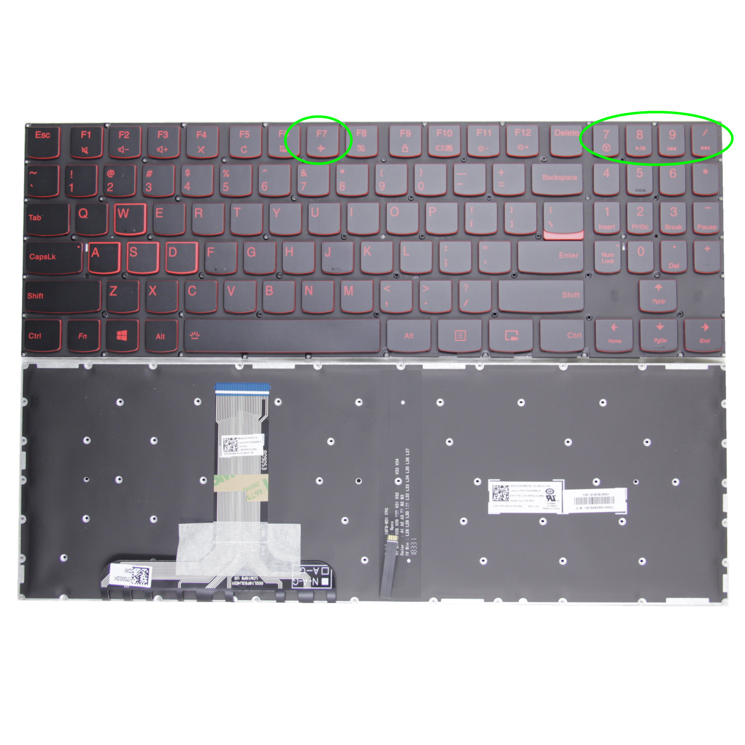 US Keyboard for Lenovo Legion Y520-15IKB R720-15IKB Y7000 Y520-15 Y720-15IKB Y530-15 Y545 PG0 English Laptop Backlit: Red F7 Backlit