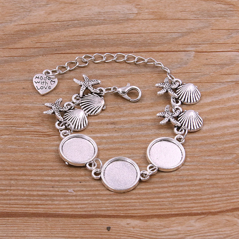 1 Uds., 2 colores, 15 estilos, aleación de Zinc de Metal, pulsera redonda de 12mm, ajuste de cabujón, conector de flor y Luna, accesorios de joyería hechos a mano: Verde