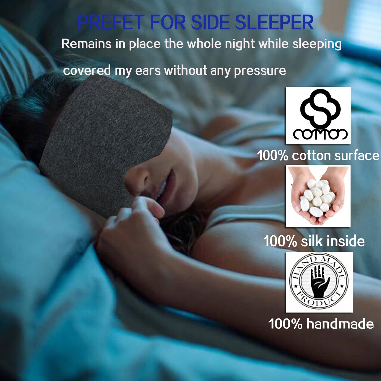 Masque de sommeil 100% coton soie, bandeau pour les yeux, Patch pour les yeux, pour femmes et hommes, doux et Portable, pour voyage