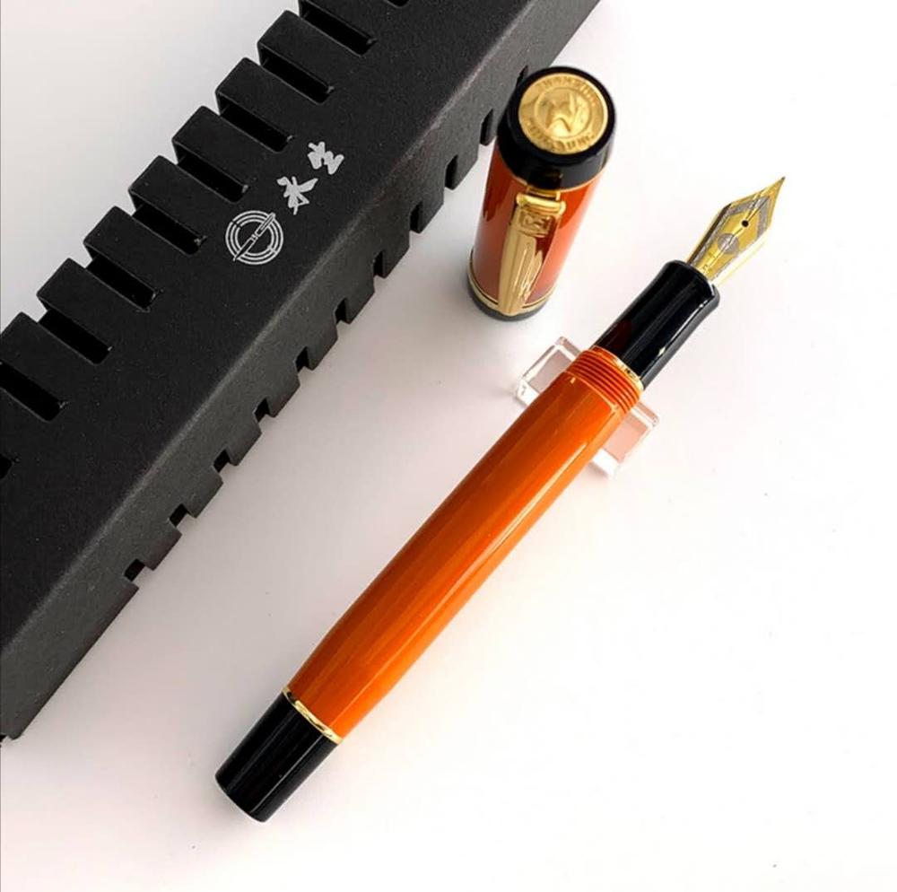 HERO Wing Sung 670 pluma estilográfica de resina tinta pluma convertidor relleno EF/F/M Nib opcional papelería oficina escuela suministros escritura: Orange / F