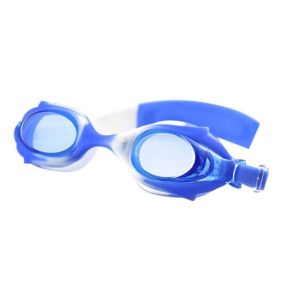 Drenges søde fisk form børn svømmebriller briller vandtæt justerbar silikone rem anti-tåge piges pool beskyttelsesbriller: Blå hvid