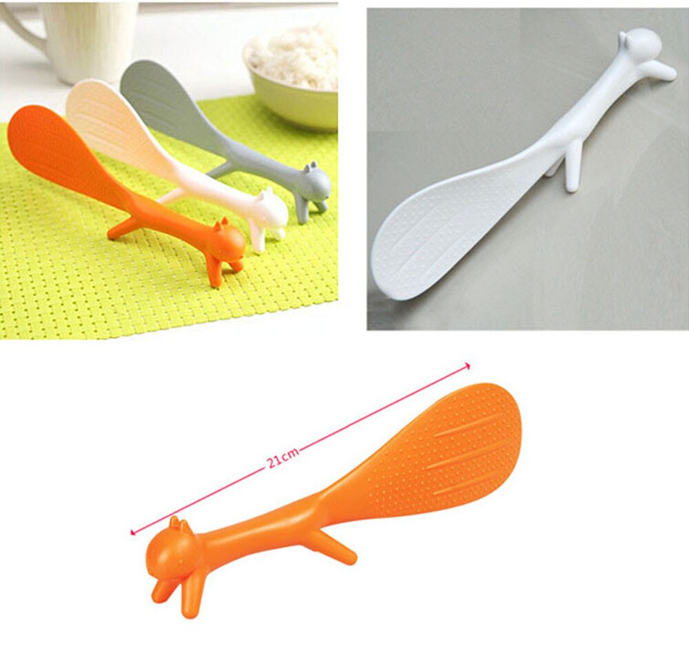 Kitchen Tool Korean Cute Lovely Kitchen Supplie Squirrel Shaped Ladle Non Stick Rice Paddle Meal Spoon Special LadlesF96