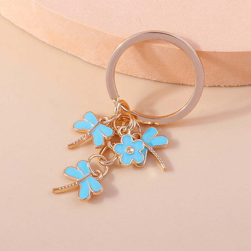 Portachiavi con libellule smaltate carine portachiavi con impronta di gatto portachiavi per auto per donna ciondoli per borsetta per ragazze regali di gioielli DIIY: Rosso