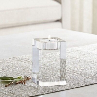 Kaarshouder Massief Crystal Clear Plein Glas Pillar Theelichthouder Voor Wedding Home Decoration Diner Bij Kaarslicht: 5x6cm