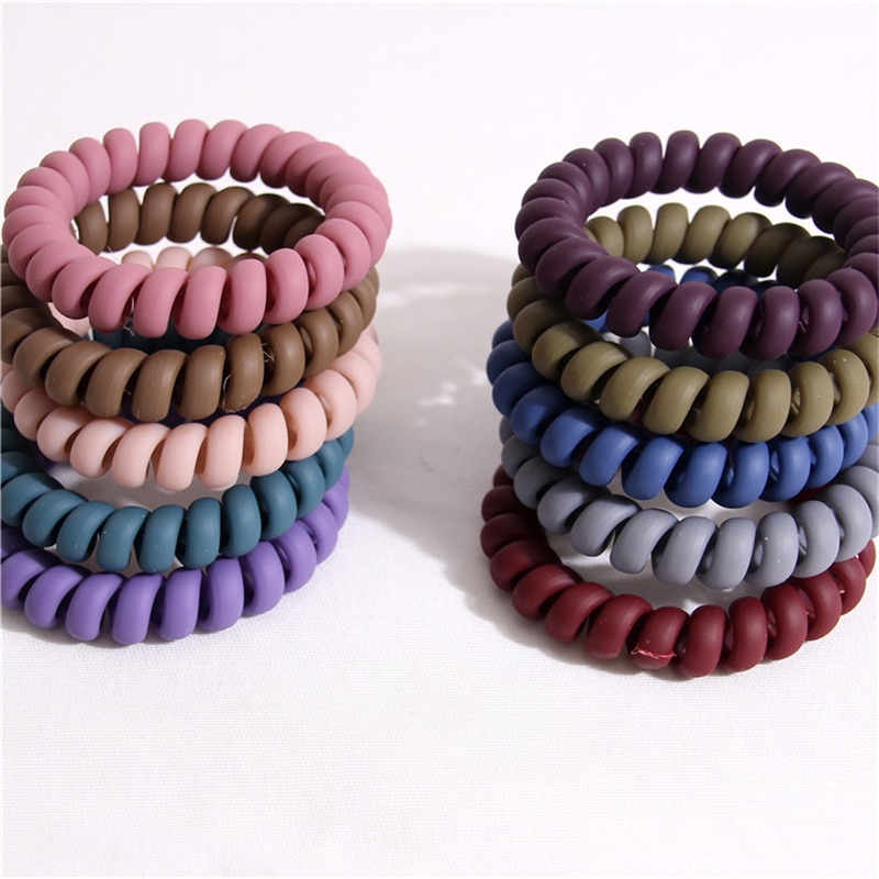 5/20PCS Frosted Colored Telephone Wire Elastic Hair Bands For Girls Headwear Ponytail Holder Rubber Bands Women Hair Accessories