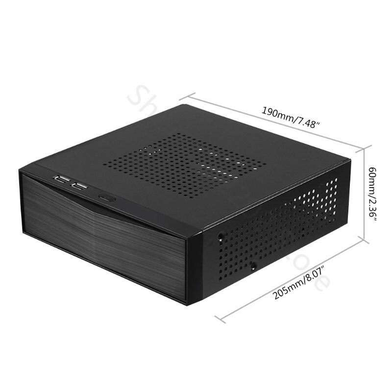 FH05 Host Mini ITX Office Home Computer Case USB2.0 with Radiator Hole HTPC Power Supply Horizontal Metal Desktop Chassis