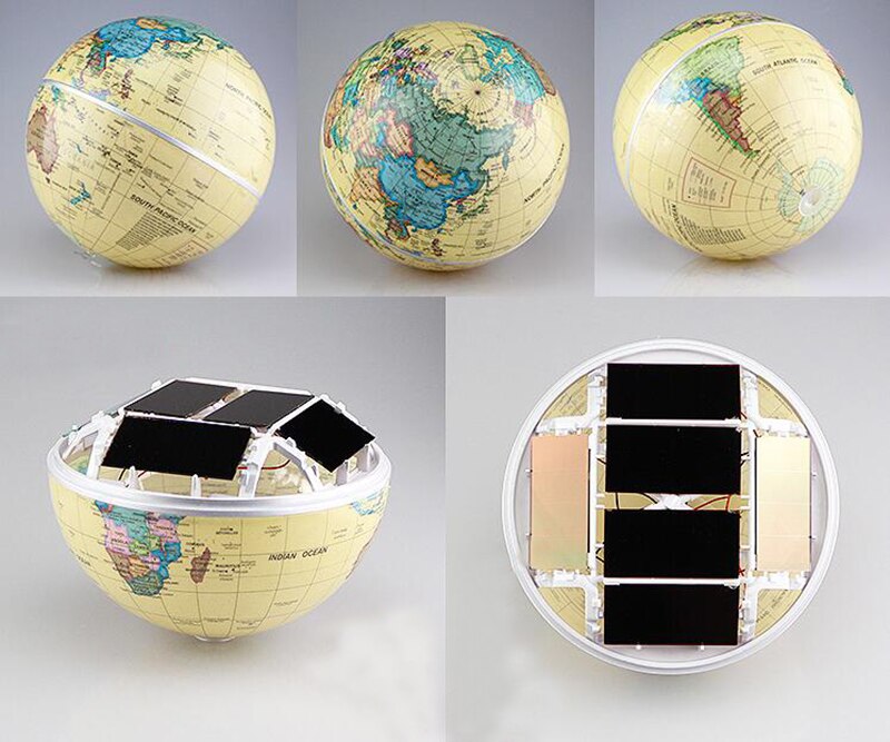 Solar light powered tellurion auto rotation spinning earth globe model usynlig base geografi videnskab legetøj