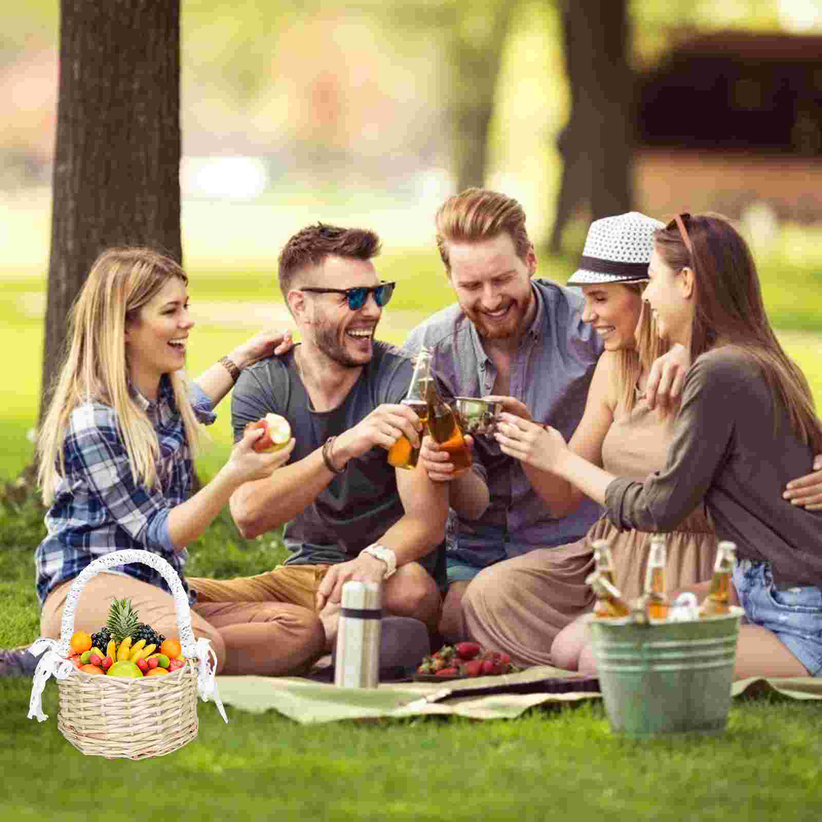 Woven Rattan Basket Storage Bins Flower Home Decor Material Eco Friendly Baskets For Snacks Kitchen Living Room Containers