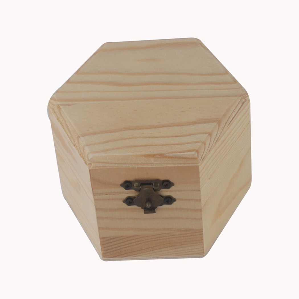 1Pc Hexagonal Wooden Box Storage Box Wooden Hexagonal Shaped 9*8*4cm 12*10.5*6.5cm Jewelry Box Wedding Favors Box Holder: green