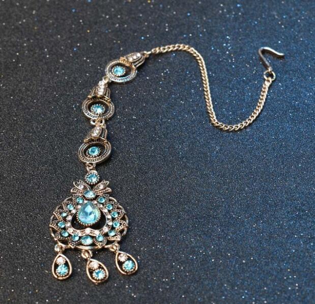 Accesorios Retro de Sari de India para mujer, collar de tres piezas, pendientes, accesorios de puesta en escena