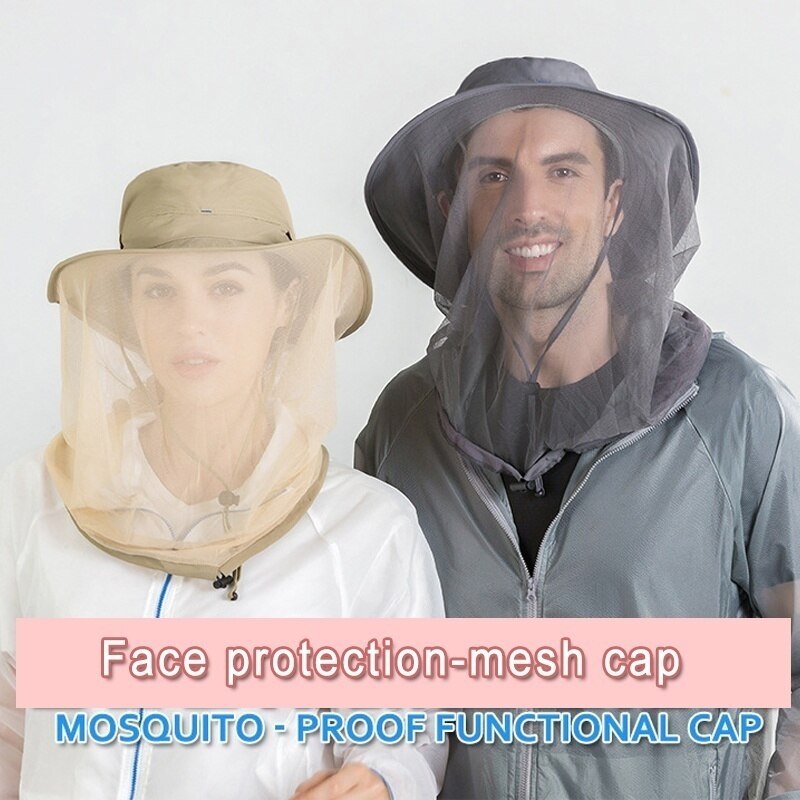 Gorro antimosquitos para exteriores, Protector facial de malla para viajes, Camping, cuidado de la salud