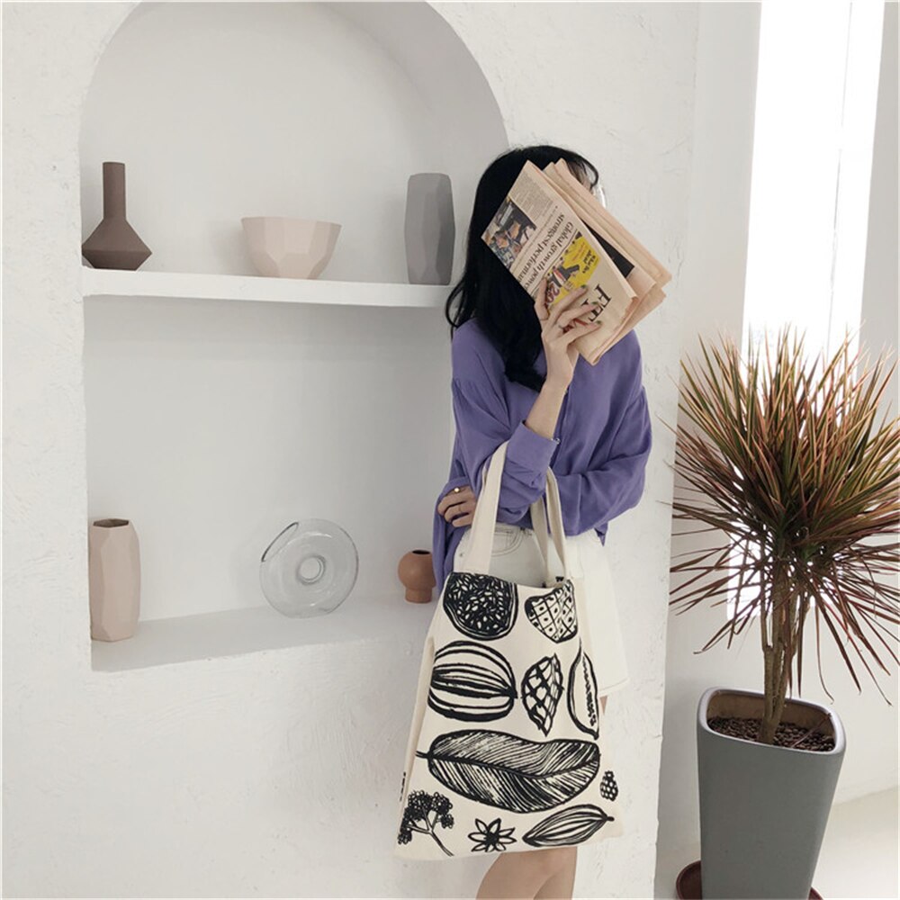 Borsa a tracolla in tela spessa con stampa floreale a foglia da donna borsa a tracolla portatile femminile coreana di grande capacità 2022