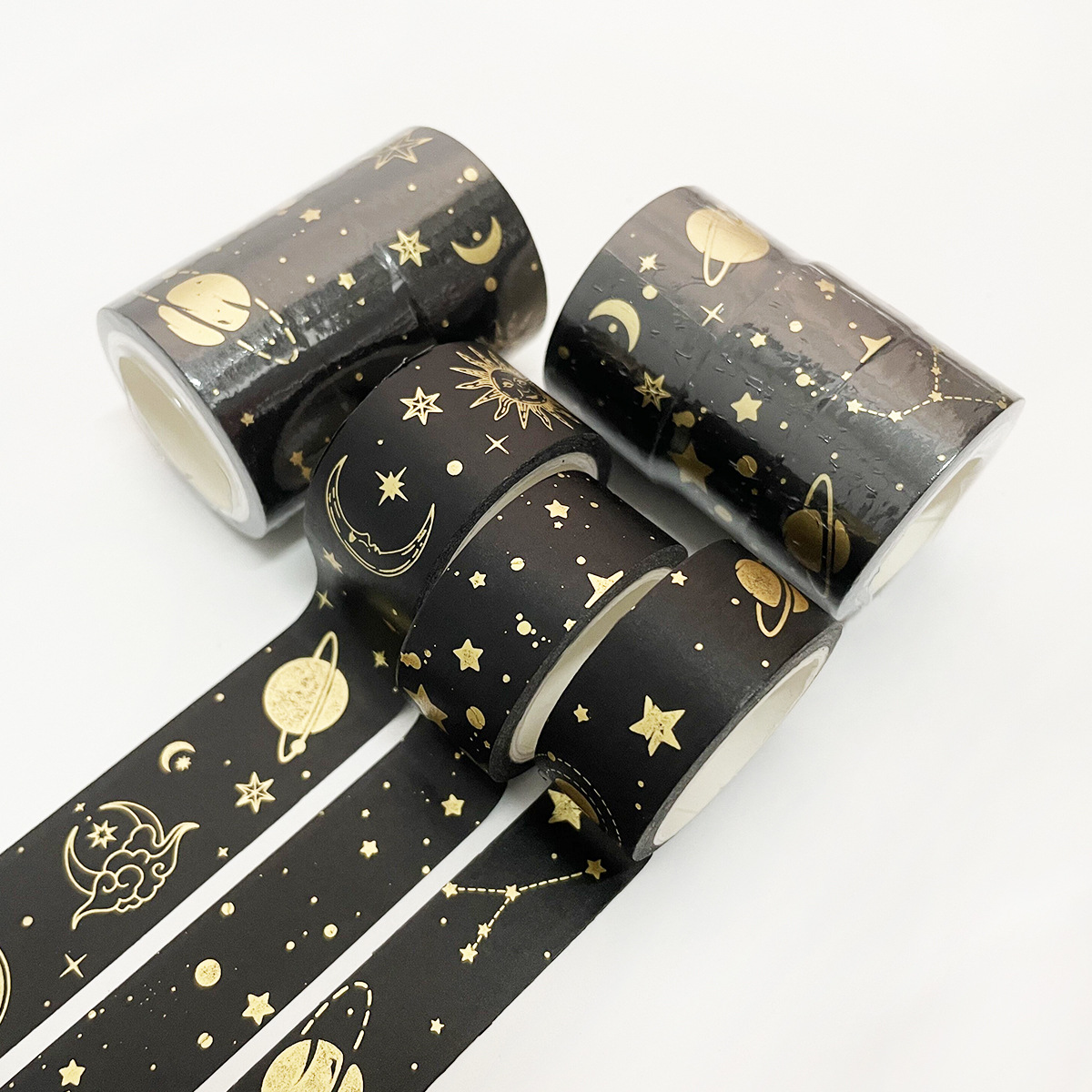 3 Rollen Washi Band einstellen Goldfolie Dekoratives Klebeband Kawaii 5 m Scrapbooking Washitape Aufkleber Tagebuch Briefpapier Maskierung klopfen: Lila