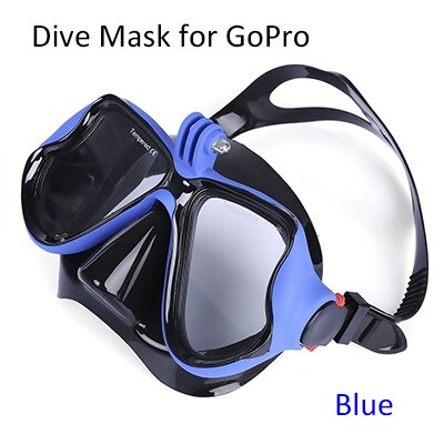 Professionele Onderwater Duikbril Scuba Snorkel Zwembril voor GoPro Xiaoyi Sport Camera Full Droge Eyewear: Blauw