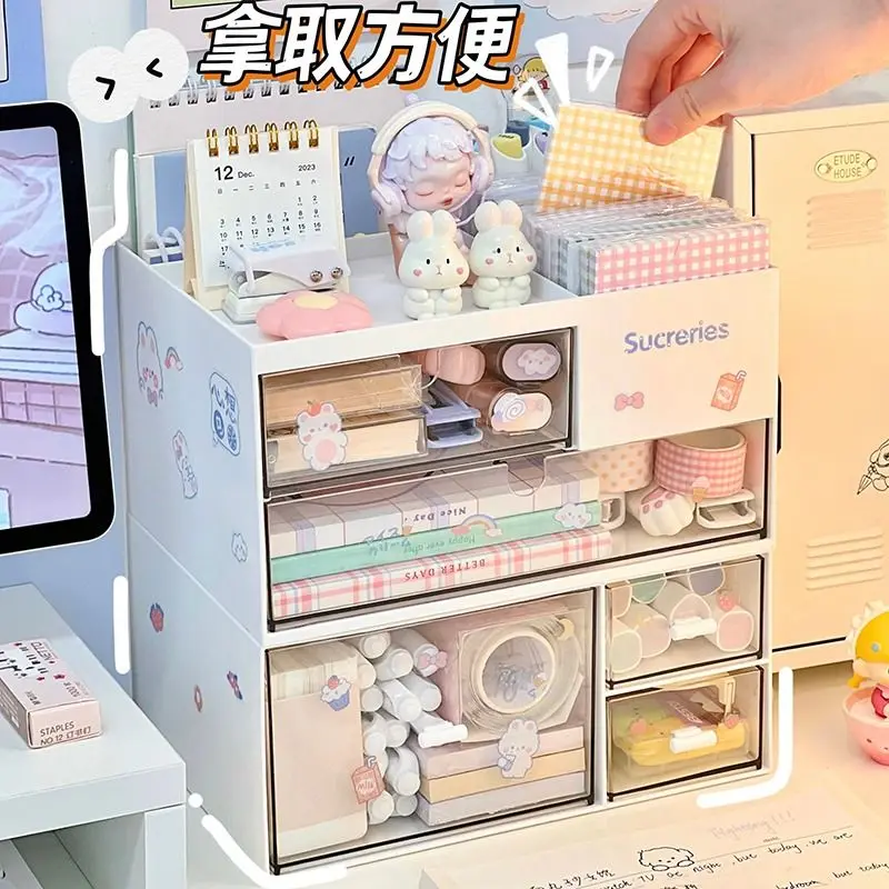 Desktop Drawer Storage Box Student Desk Stationery Cosmetics Colored Pen Sorting Box Organizer of Office Pen Holder Shelves