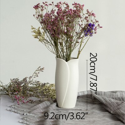 Hvid porcelæn blomstervase stue dekoration figurer håndværk håndværk tørre blomster planter holder uregelmæssig vase: F