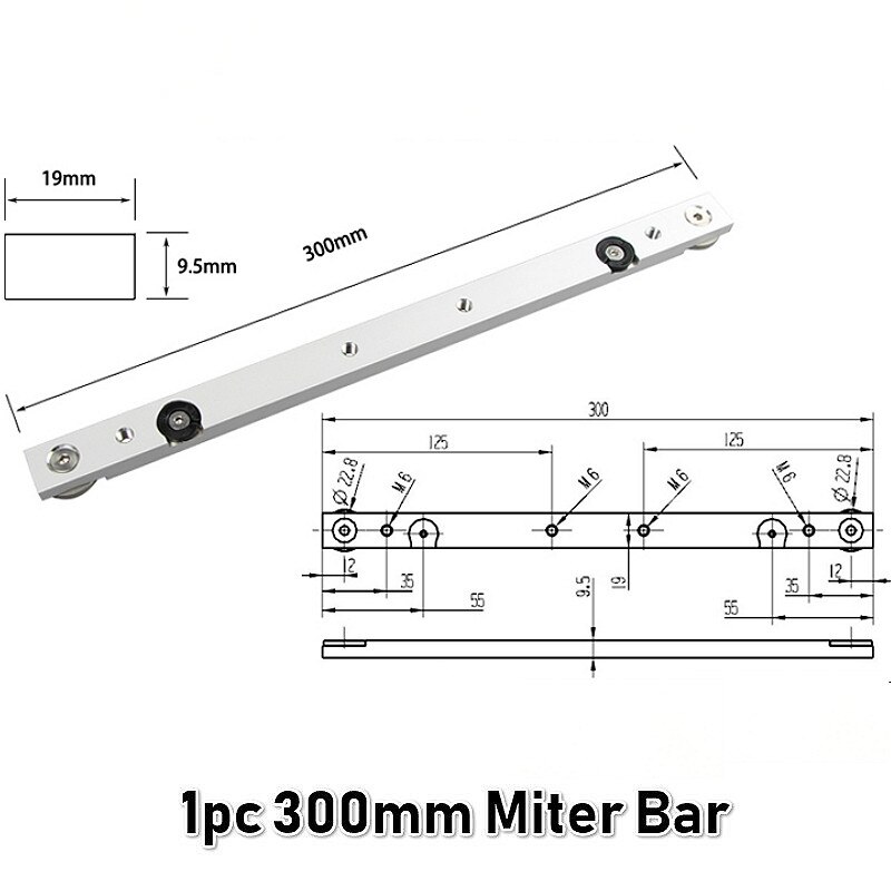 T-track Double Cut Profile Universal with Predrilled Mounting Holes Woodworking and Clamps High Strength Aluminum Alloy: 300mm Miter bar