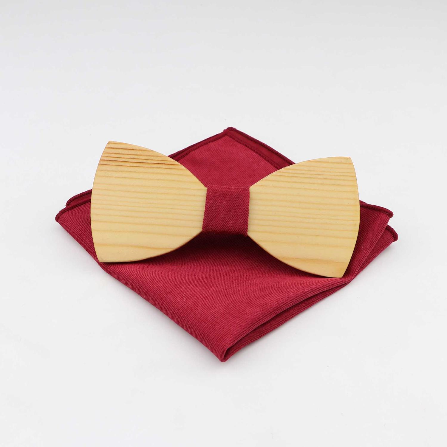 Handgemachte 100% Holz Bogen Krawatten Tasche Platz Set Für Männer Hochzeit Feste Farbe Ganze Holz Butter: 2