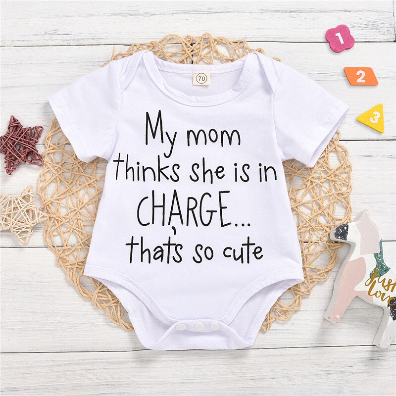 Jeden Persent noworodka litery niemowlę ciało z nadrukiem moda z krótkim rękawem kombinezon dla dzieci dla niemowląt chłopcy dziewczęta odzież