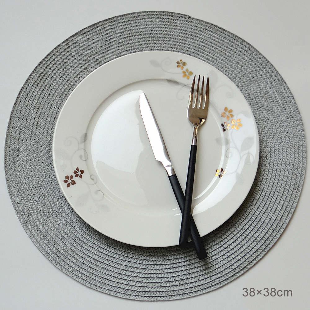 Round Placemats Set Braided Circle Place Mat Washable Table Mats for Kitchen Dining Table Mixed Color Non-Slip Place mats: M / Yellow