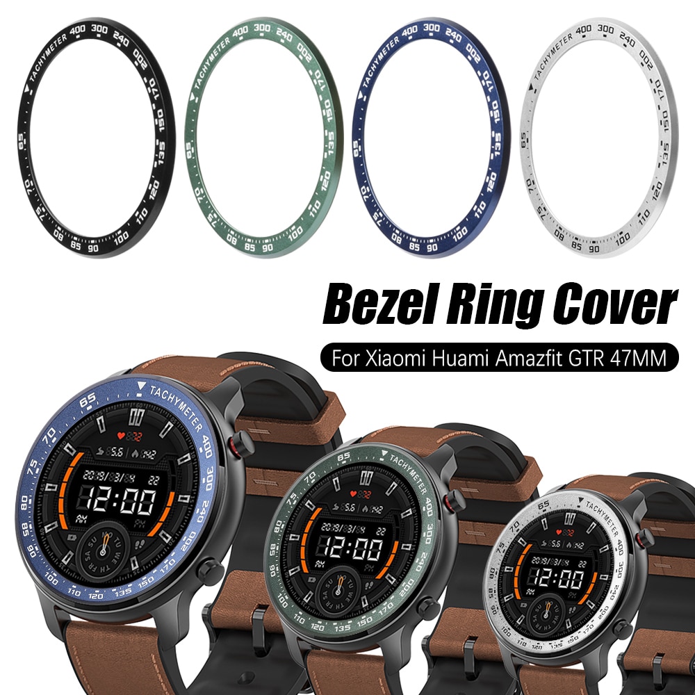 Pour Xiaomi Amazfit GTR 47MM métal bord extérieur couverture lunette anneau cadran échelle vitesse tachymètre étui pour Amazfit GTR 47 Film