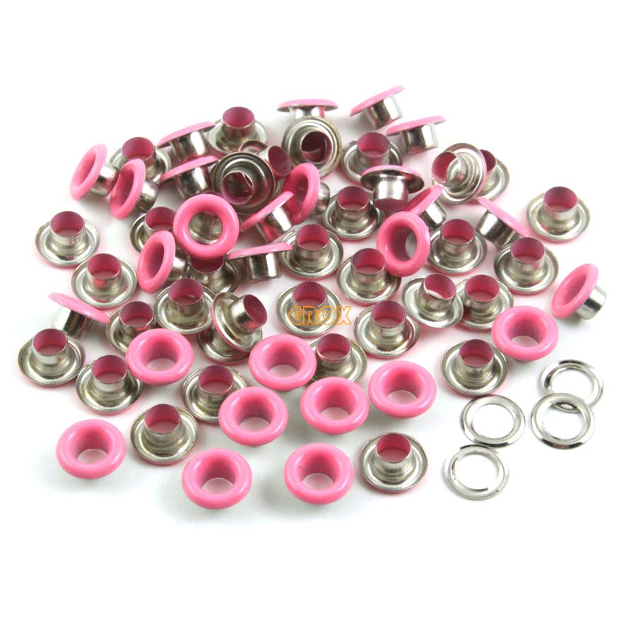 800 sæt 8*4*4mm ( ydre diameter * indre diameter * højde) lyserød rund øjenhul